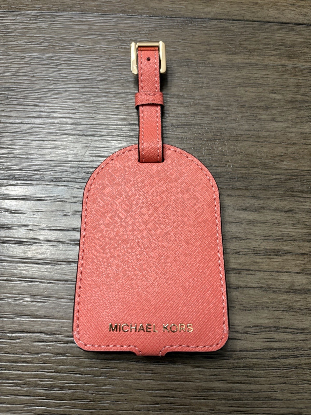 MICHAEL KORS PINK CORAL SAFFIANO LEATHER LUGGAGE TAG (BRAND NEW)