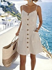 Ärmelloses Aprikosenfarbenes Casual Kleid mi...