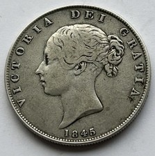 1845 Victoria Silver Half Crown Coin