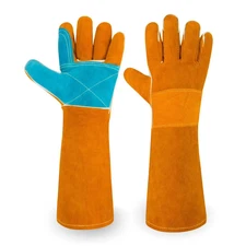 Animal Handling Gloves Bite Proof,17.7 Inches Welding Gloves,Double Leather Rein