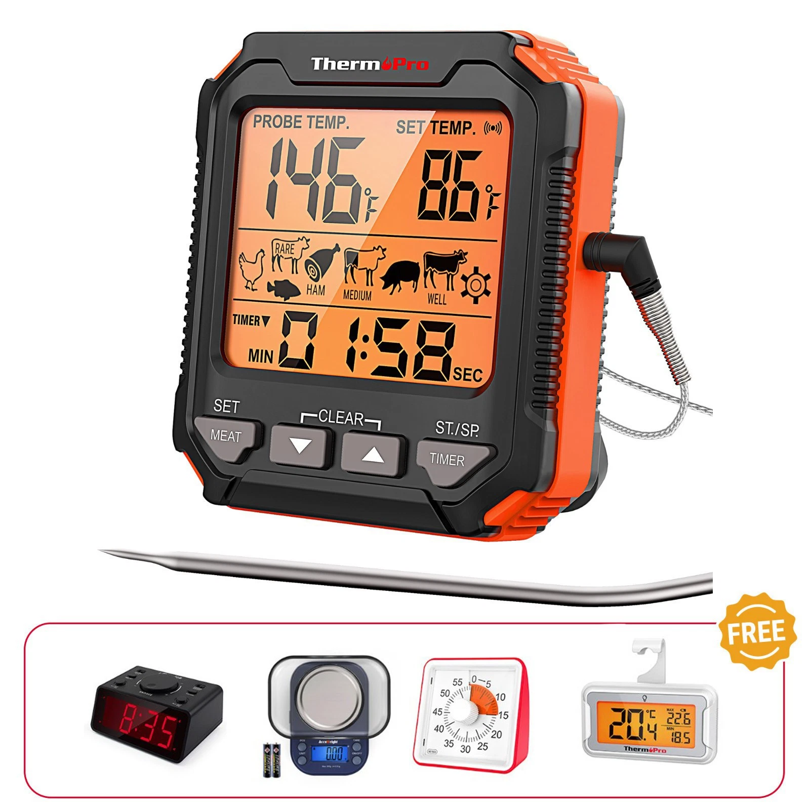 ThermoPro TP716 Leave-In Meat Thermometer Digital Probe Timer USDAOven BBQ Grill
Opens in a new wind