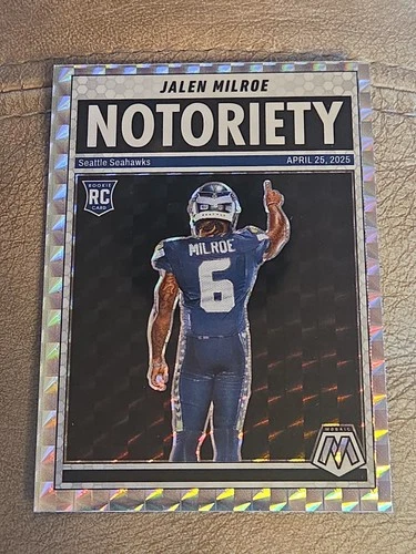 2025 Panini Mosaic Notoriety Silver Prizm #15 Jalen Milroe RC SEAHAWKS