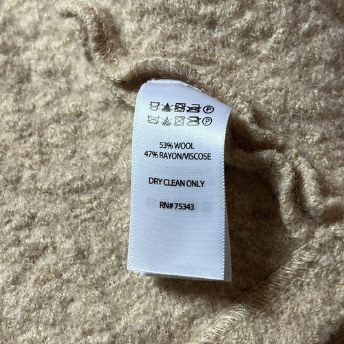 Tahari Beige Wool Blend Long Sleeveless Vest Cardigan Sweater Size Medium - Picture 6 of 8
