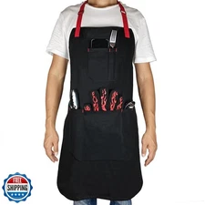DCCPAA 100% Cotton Professional Grade Chef Apron for Cooking,Kitchen,BBQ, Gri