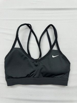 Nike Damen Sport BH schwarz Swoosh Größe S gepolstert Dri-FIT Racerback