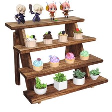 Wooden Cupcake Stand - 4 Tier Cupcake Display Stand, Rustic Tiered Display St...