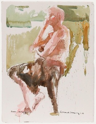 Richard J.S. Young - Zeitgenössisches Aquarell, Mann, Ruhend