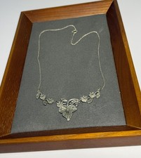 Vintage Sterling Silver 925 Necklace Chain & Marcasite Floral Centre Jewellery