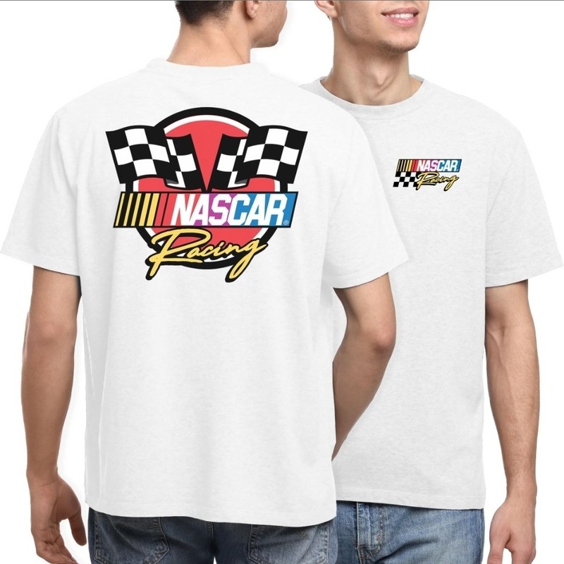 NASCAR Auto Racing Graphic XL T-Shirt - White NASCAR Racing Shirt
