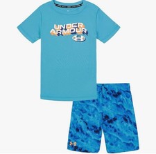 Under Armour Boys' Swim Volley Set, Sleeve Shirt  Matching Shorts Size 6
