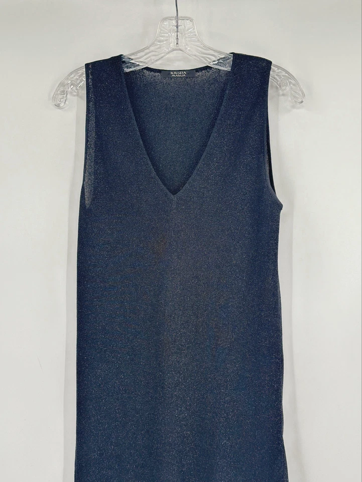 Krizia Magila Black Shine Stretch Asymmetrical Hem Tunic Dress - Image 3 of 4