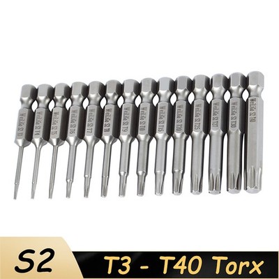 TX Langbit für TORX  -Schrauben (1/4'' Bit, 50-150mm Lang) T3 T4 T5 T6 T7 ... T50