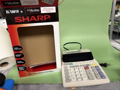 Sharp EL-1801V 12-Digit 2-Color Serial Printing Calculator Tested
