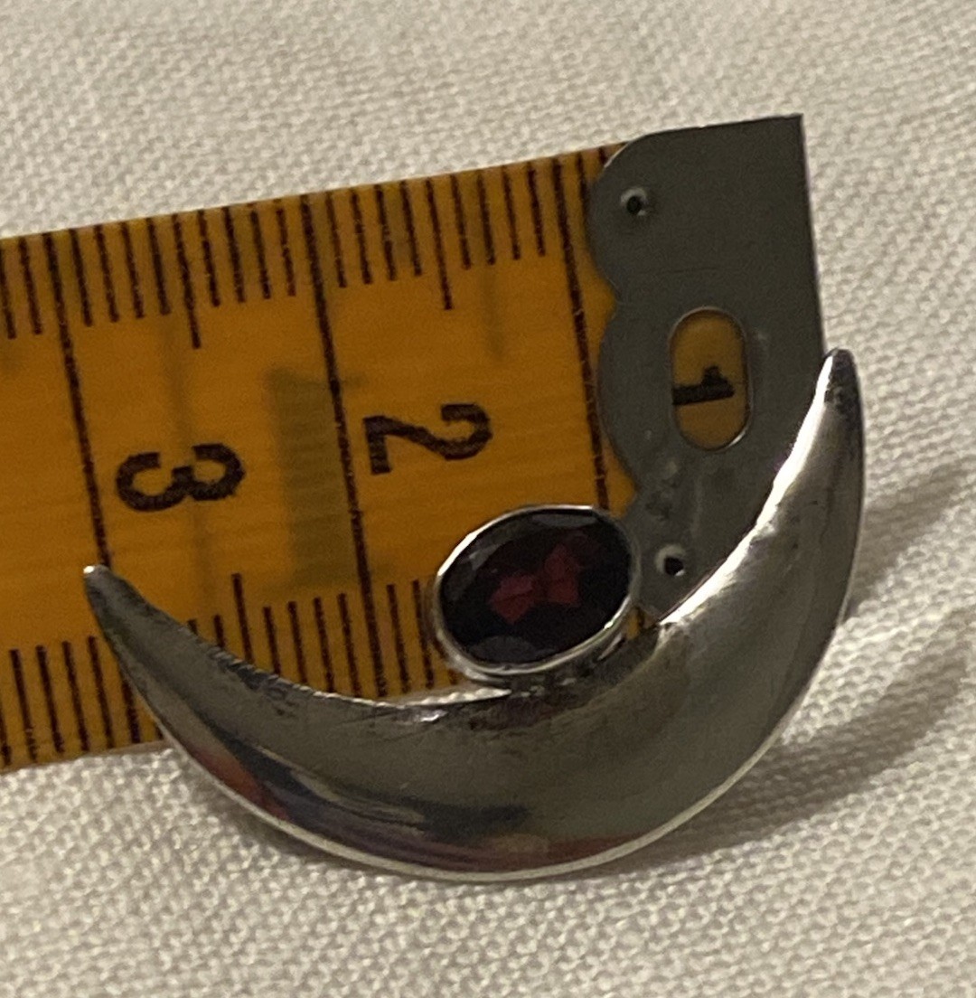 Victorian Solid Silver Crescent Moon Brooch with … - image 7