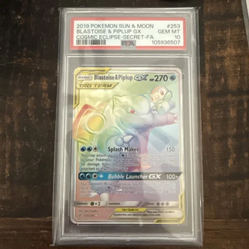 Blastoise & Piplup GX (Secret) 253/236 Sm-Cosmic Eclipse Holo PSA 10
