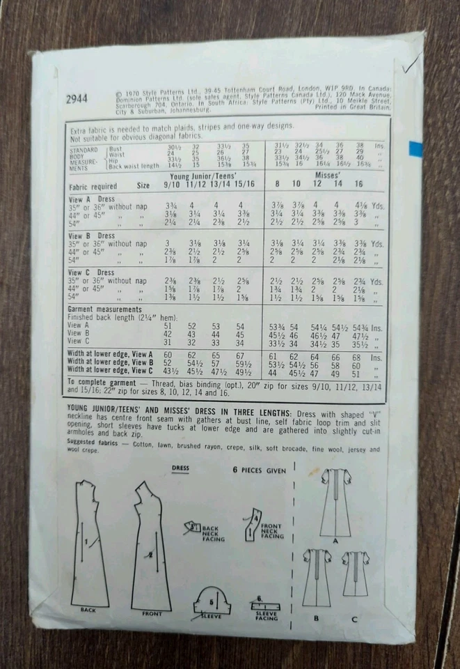 Vintage 1970s Style 2944 Prom Evening Party Dress Sewing Pattern B38" 97cm - Image 3 of 3