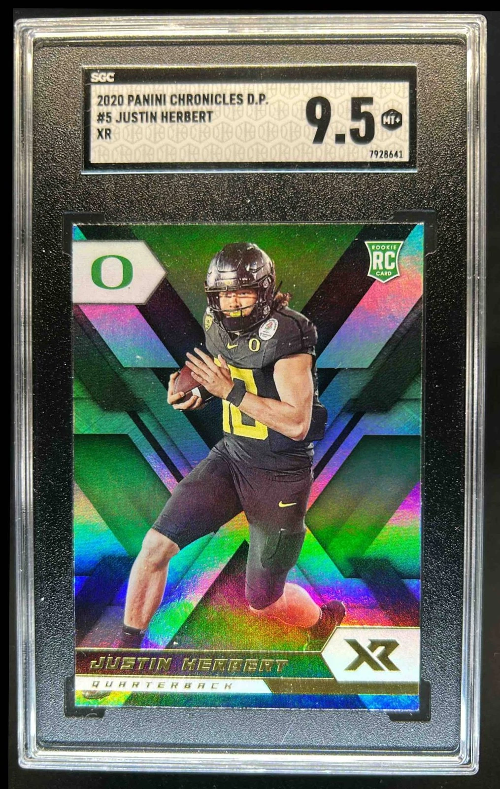 Justin Herbert Panini Chronicles Draft Picks XR Rookies #5 Signature-Mirror Gold