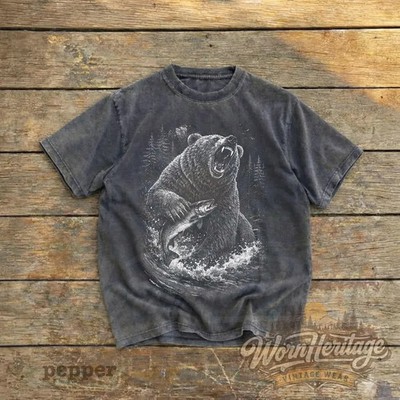 Vintage Bear Fishing Grizzly Bear Comfort Tee