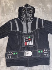 Star Wars Boys Youth Med Darth Vader Hooded Full Zip Up Mask Jacket Cosplay READ
