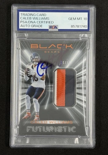 Caleb Williams Signed 2025 Panini Black Football Auto Patch /50 PSA DNA Auto 10