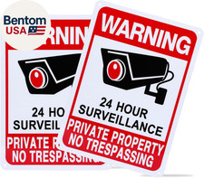 2-Pack No Trespassing Signs Private Property, Video Surveillance Signs Outdoor  