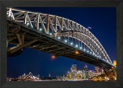 Sydney Harbour Bridge bei Nacht Gerahmtes Wandbild Poster Leinwanddruck Bild