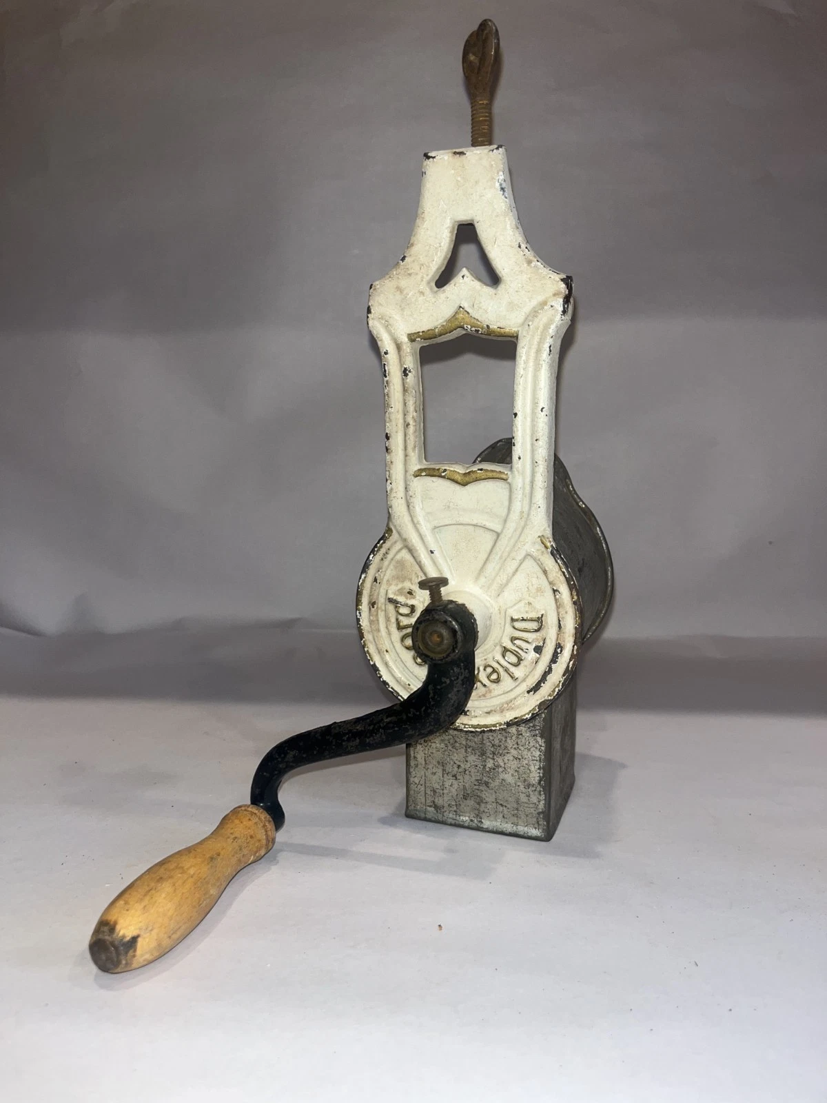 Antique Cast Iron German MANON 211 Nut/Spice Grinder White Painted Finish