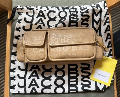 AUTH NWT Marc Jacobs The Leather Cargo Logo Zip Top Handle Shoulder Bag In CAMEL
