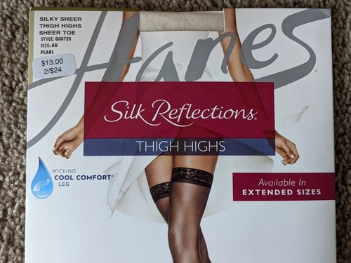 Silk Reflections Sheer Toe Pearl AB Overknee Highs feuchtigkeitsableitend cool Größe AB