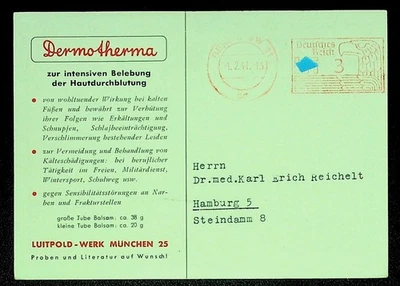 München, Dermotherma Werbe-AK, Luitpold-Werk, Frauenkirche, gelaufen 1941 - Bild 1 von 2