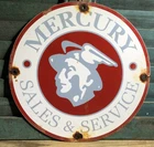 VINTAGE MERCURY PORCELAIN  SIGN SALES SERVICE MOTOR OIL GAS STATION DEALER