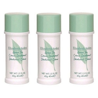 Green Tea by Elizabeth Arden, 3x1.5 oz (4.5 oz total) Cream Deodorant for Women