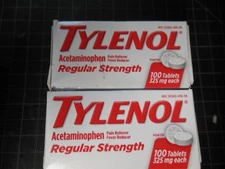 (2)Tylenol Regular Strength fever Pain Relief 200 Tab EXP 3/2028+ box damage