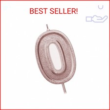 Luter 2.76 Inches Large Rose Gold Glitter Birthday Candles Birthday Cake Candles