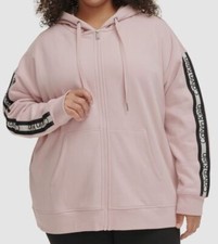 Calvin Klein Women's Pink Logo-Stripe Hoodie Pullover Sweater Plus Size 2X