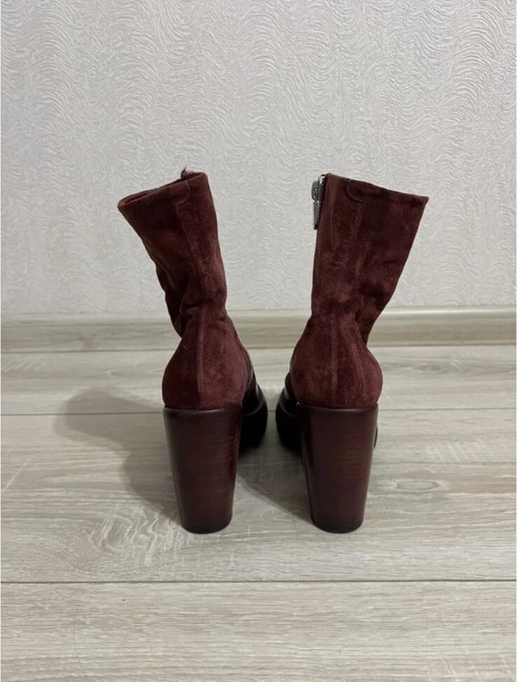 Zapatos Mujer Rocco P Botas Cuero Gamuza Bordo 36 \ 6 Italia Foto 4 de 4