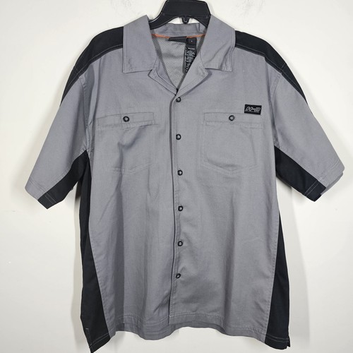 Harley-Davidson Arbeitshemd Large Grau Schwarz Kurzarm Knopfleiste Bestickt - Bild 1 von 14