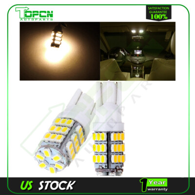 2 Pack of Warm White T10 168 194 Bulbs Car Auto Lamp 12V DC License Plate Lights