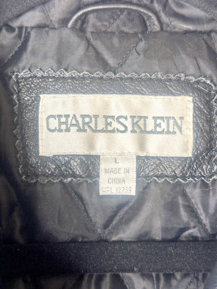 Chaqueta de bombardero de cuero Charles Klein vintage para mujer grande con capucha forrada de piel negra Foto 2 de 4