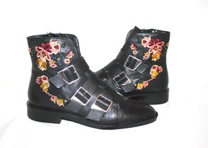 embroidered flat boots