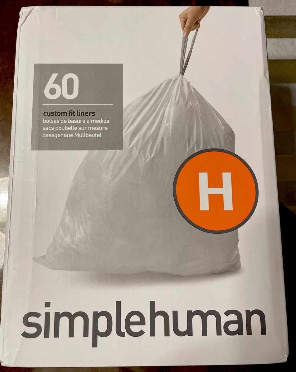 NEW simplehuman Code H Custom Fit Liners, 60 Trash Bags