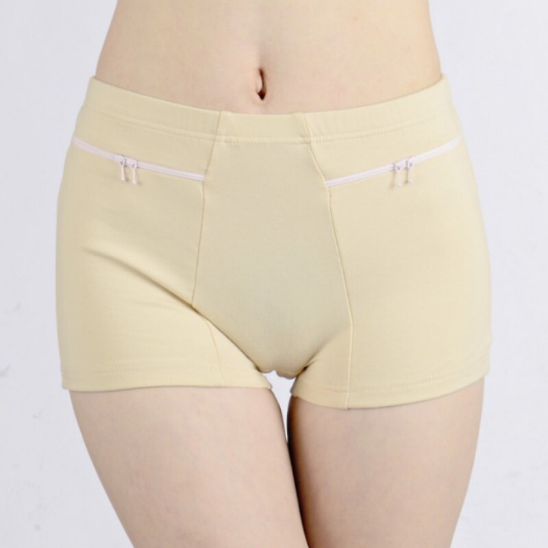 Women's High-Waist Cotton Blend Boxer Briefs with Pockets – Soft & Comfortable Underwear