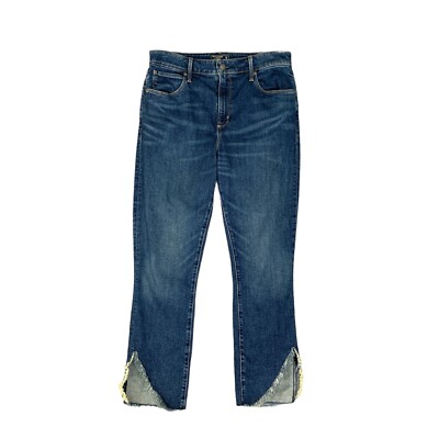 Abercrombie & Fitch Jeans Women 28/8 Denim Simone High Rise Ankle Fringe Raw Hem