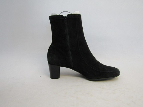 ANN TAYLOR Womens Size 7 M Black Suede Zip Ankle Fashion Boots Bootie - Picture 4 of 11