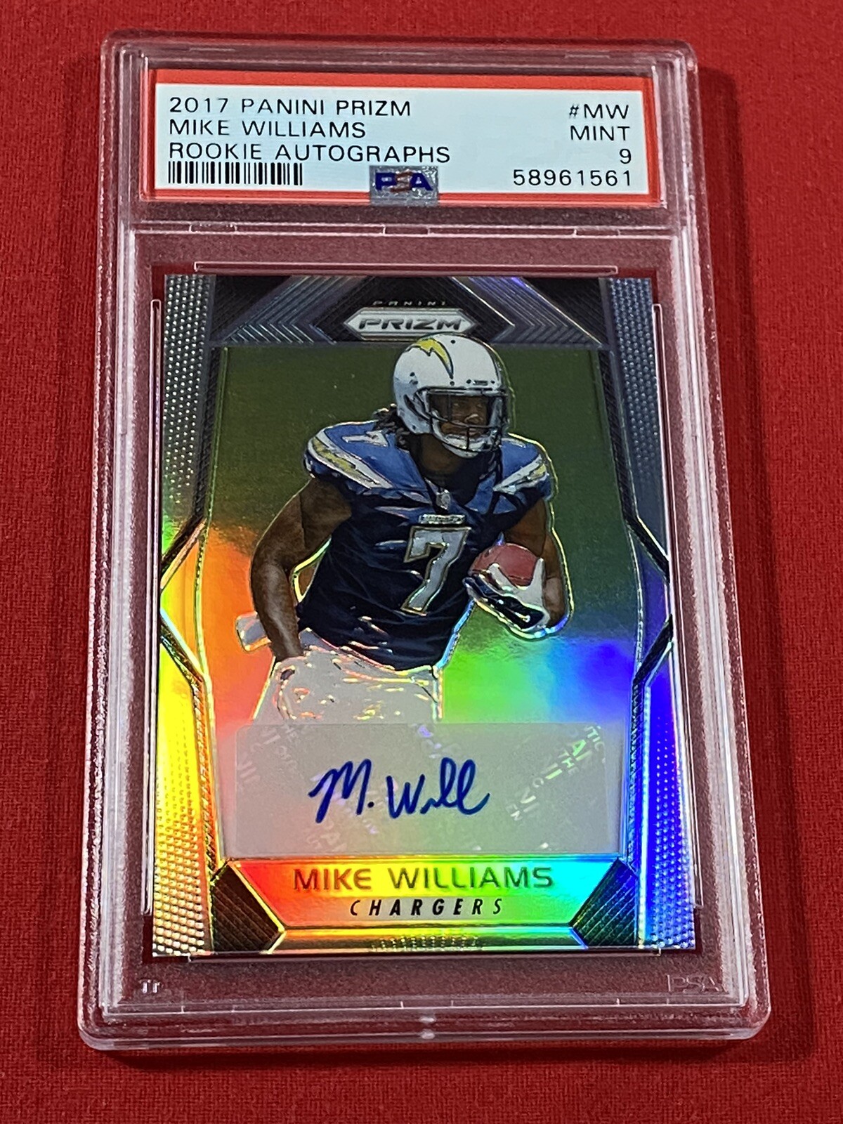 Mike Williams RC 2017 Panini Prizm ROOKIE AUTOGRAPHS Chargers WR PSA 9