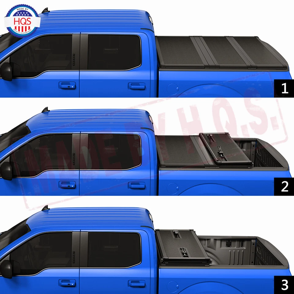 6.5FT Hard Solid Tri-fold Tonneau Cover For 2019-2020 GMC Sierra 1500 6'6" Bed Foto 3 de 4