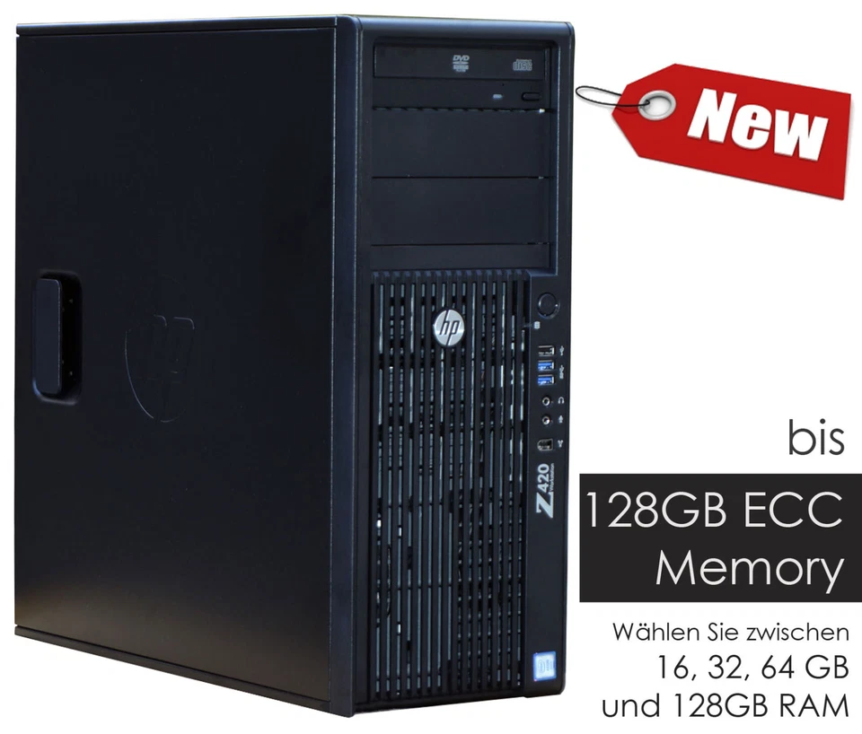 HP Z420 PROFIWORKSTATION XEON E5-1620 128GB RAM GRAFIK NVIDIA 2GB DDR5 RAID NEU