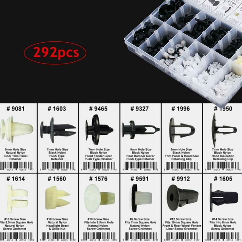 Fender Door Hood Bumper Trim Clips Body Fastener Retainer Assortment 292Pcs/Set