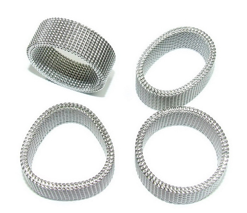 Mesh Net Stainless Steel Band Ring – 8mm Width, Flexible Unisex Design – Polished Finish, Durable Everyday Wear - View #3