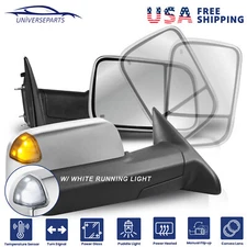 Chrome Power Heated Tow Mirror w/Turn Light For 09-2018 Ram 1500 10-18 3500 2500